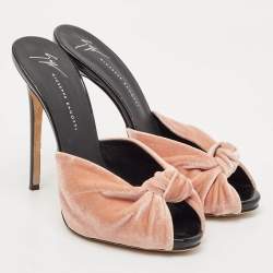 Giuseppe Zanotti Pink/Patent Velvet Slide Sandals Size 39.5