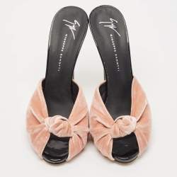 Giuseppe Zanotti Pink/Patent Velvet Slide Sandals Size 39.5