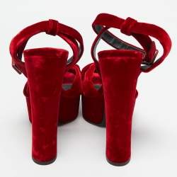 Giuseppe Zanotti Red Velvet Betty Platform Sandals Size 40