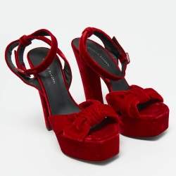 Giuseppe Zanotti Red Velvet Betty Platform Sandals Size 40