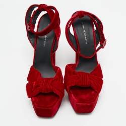 Giuseppe Zanotti Red Velvet Betty Platform Sandals Size 40