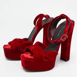 Giuseppe Zanotti Red Velvet Betty Platform Sandals Size 40
