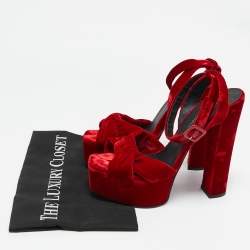 Giuseppe Zanotti Red Velvet Betty Platform Sandals Size 40