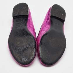 Giuseppe Zanotti Metallic Pink Lizard Embossed Leather Smoking Slippers Size 37
