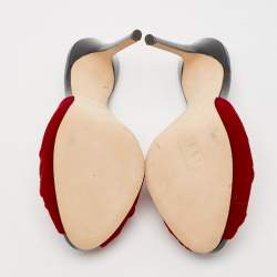 Giuseppe Zanotti Red Knotted Velvet Slide Sandals Size 39.5