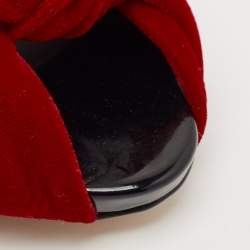 Giuseppe Zanotti Red Knotted Velvet Slide Sandals Size 39.5