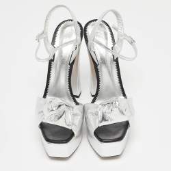 مملوكة مسبقًا Giuseppe Zanotti Silver Leather Barbra Platform Sandals Size 39