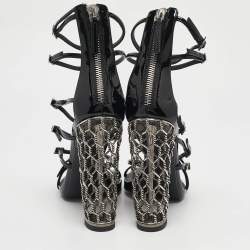 Giuseppe Zanotti Black Patent Leather lien 115PL Siutta Sandals Size 41