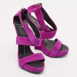 Giuseppe Zanotti Pink Suede Platform Heel Less Wedge Sandals Size 36