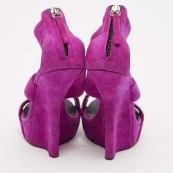 Giuseppe Zanotti Pink Suede Platform Heel Less Wedge Sandals Size 36