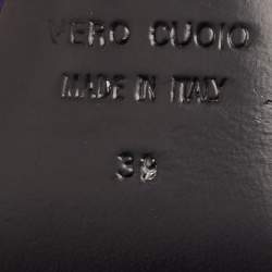 Pre Owned Giuseppe Zanotti Purple Patent Leather and Suede Slide Sandals Size 39