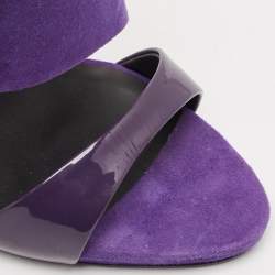 Pre Owned Giuseppe Zanotti Purple Patent Leather and Suede Slide Sandals Size 39