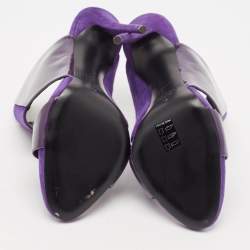 Pre Owned Giuseppe Zanotti Purple Patent Leather and Suede Slide Sandals Size 39