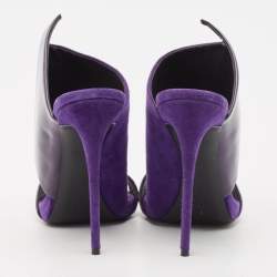 Pre Owned Giuseppe Zanotti Purple Patent Leather and Suede Slide Sandals Size 39