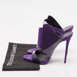 Pre Owned Giuseppe Zanotti Purple Patent Leather and Suede Slide Sandals Size 39