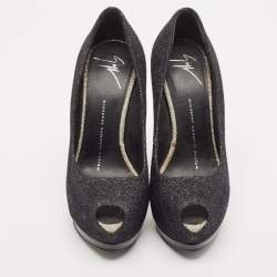 Giuseppe Zanotti Black Lurex Fabric Sharon Peep Toe Pumps Size 36