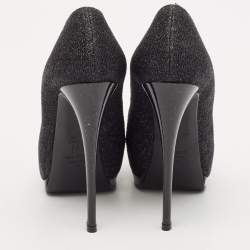 Giuseppe Zanotti Black Lurex Fabric Sharon Peep Toe Pumps Size 36