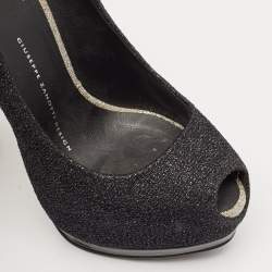 Giuseppe Zanotti Black Lurex Fabric Sharon Peep Toe Pumps Size 36