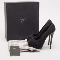 Giuseppe Zanotti Black Lurex Fabric Sharon Peep Toe Pumps Size 36