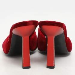Giuseppe Zanotti Red Velvet Crystal Embellished Sandals Size 37