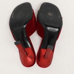 Giuseppe Zanotti Red Velvet Crystal Embellished Sandals Size 37