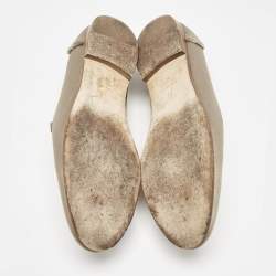 Pre Owned Giuseppe Zanotti Dark Beige/Grey Satin and Leather Slip On Loafers Size 39