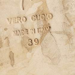 Pre Owned Giuseppe Zanotti Dark Beige/Grey Satin and Leather Slip On Loafers Size 39