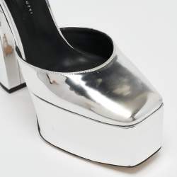 Pre Owned Giuseppe Zanotti Silver Patent Leather Mary Jane Pumps Size 40