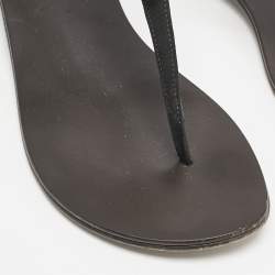 Giuseppe Zanotti Black Leather and Suede Crystal  Embellished Flat Sandals Size 37