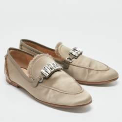 Giuseppe Zanotti Grey Satin Letizia Crystal Embellished Loafers Size 39