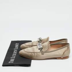 Giuseppe Zanotti Grey Satin Letizia Crystal Embellished Loafers Size 39