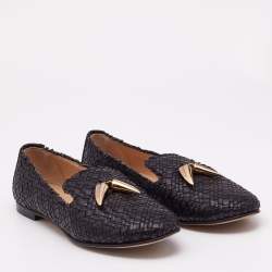 Giuseppe Zanotti Black Woven Leather Smoking Slippers Size 37