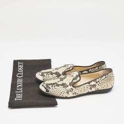 Giuseppe Zanotti Grey Python Embossed Leather Smoking Slippers Size 36