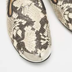 Giuseppe Zanotti Grey Python Embossed Leather Smoking Slippers Size 36