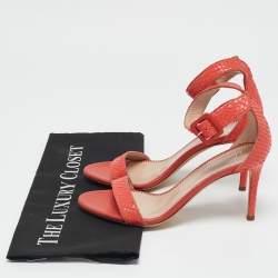 Giuseppe Zanotti Orange Snakeskin Embossed Leather Nayla Ankle Strap Sandals Size 36