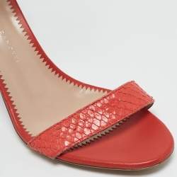 Giuseppe Zanotti Orange Snakeskin Embossed Leather Nayla Ankle Strap Sandals Size 36