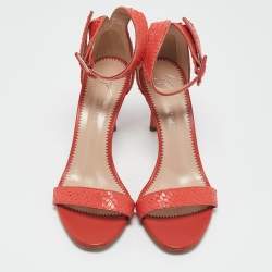Giuseppe Zanotti Orange Snakeskin Embossed Leather Nayla Ankle Strap Sandals Size 36
