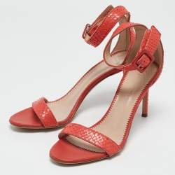 Giuseppe Zanotti Orange Snakeskin Embossed Leather Nayla Ankle Strap Sandals Size 36