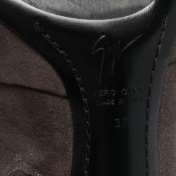 Giuseppe Zanotti Grey Suede Pointed Toe Knee Length Boots Size 37