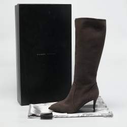 Giuseppe Zanotti Grey Suede Pointed Toe Knee Length Boots Size 37
