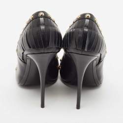 Pre Owned حذاء كعب عالي جوسيبي زانوتي جلد أسود مرصع بشراشيب مقاس 38