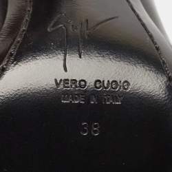 Pre Owned حذاء كعب عالي جوسيبي زانوتي جلد أسود مرصع بشراشيب مقاس 38