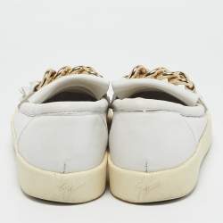 Giuseppe Zanotti White Fringed Leather Slip On Sneakers Size 38