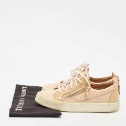 Giuseppe Zanotti Beige Leather London Lace Up Sneakers Size 38