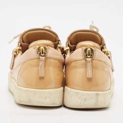 Giuseppe Zanotti Beige Leather London Lace Up Sneakers Size 38