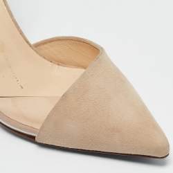 Giuseppe Zanotti Beige Suede and PVC Mary Jane Pumps Size 36.5