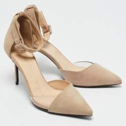 Giuseppe Zanotti Beige Suede and PVC Mary Jane Pumps Size 36.5