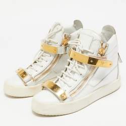 Giuseppe Zanotti White Leather Coby Wedge Sneakers Size 37