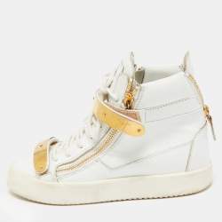 Giuseppe Zanotti White Leather Coby Wedge Sneakers Size 37