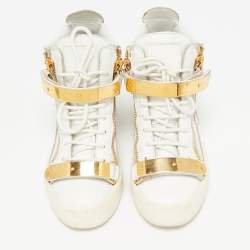 Giuseppe Zanotti White Leather Coby Wedge Sneakers Size 37